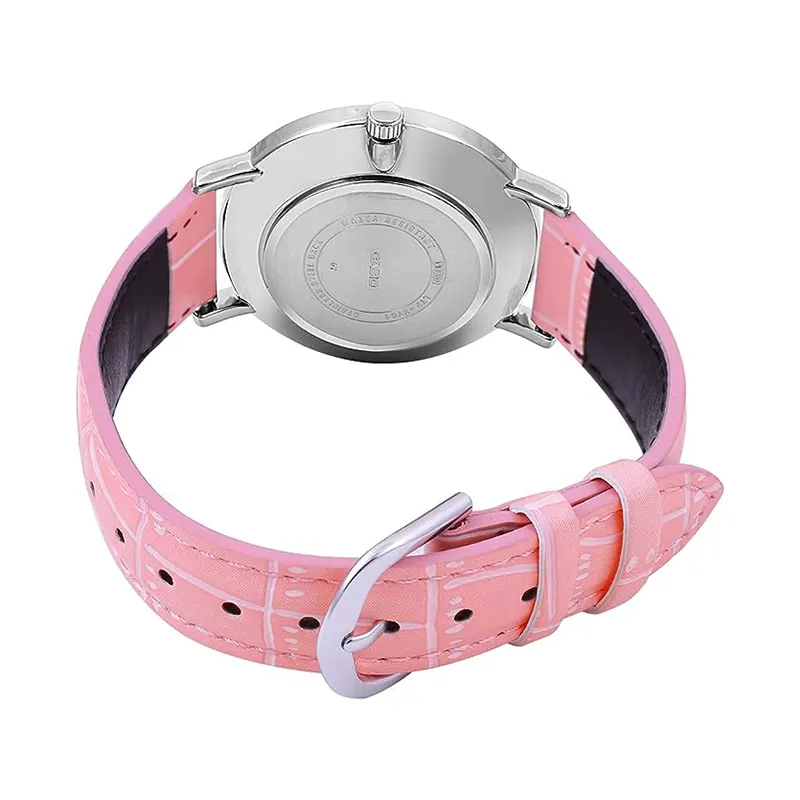 Casio Japan Quartz Cream Dial Pink Leather Ladies Watch- LTP-VT01L-4B